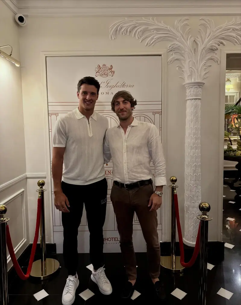 Matteo Ingardia insieme al tennista Luciano Darderi